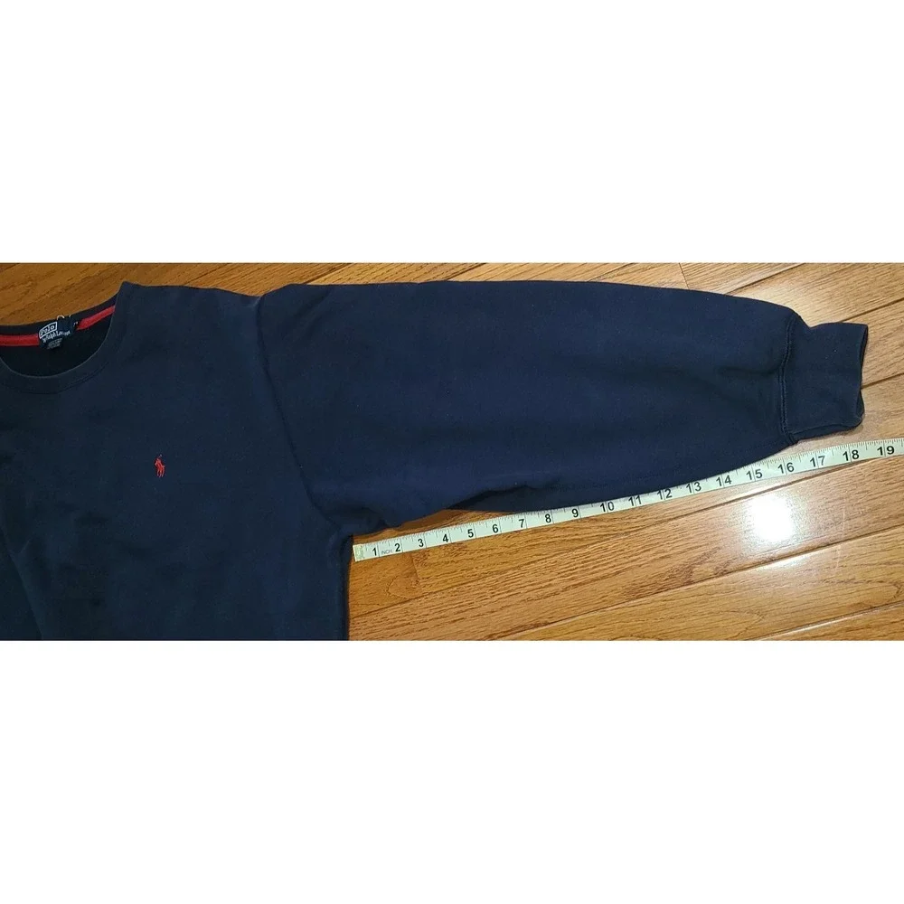 Vtg Mens 90s Polo Ralph Lauren Navy Blue Essential Crewneck Sweatshirt Large XL